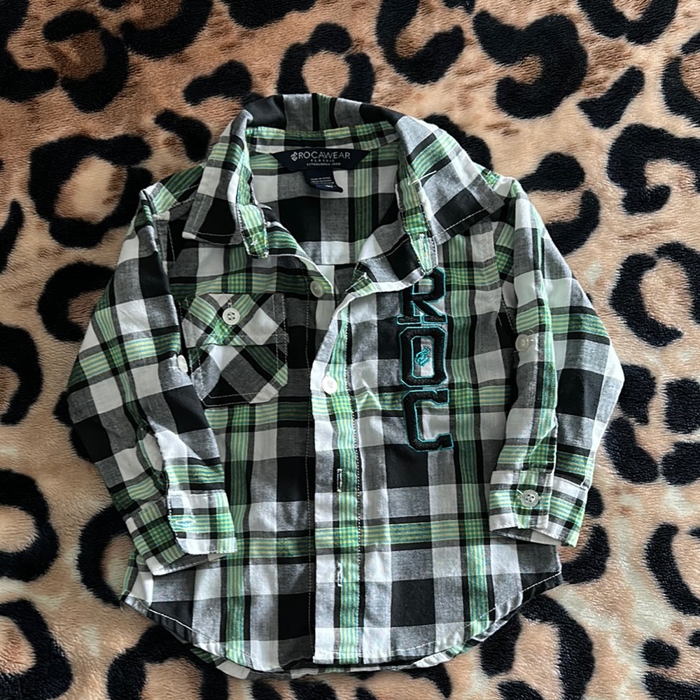 Rocawear Kids Green Plaid Shirt